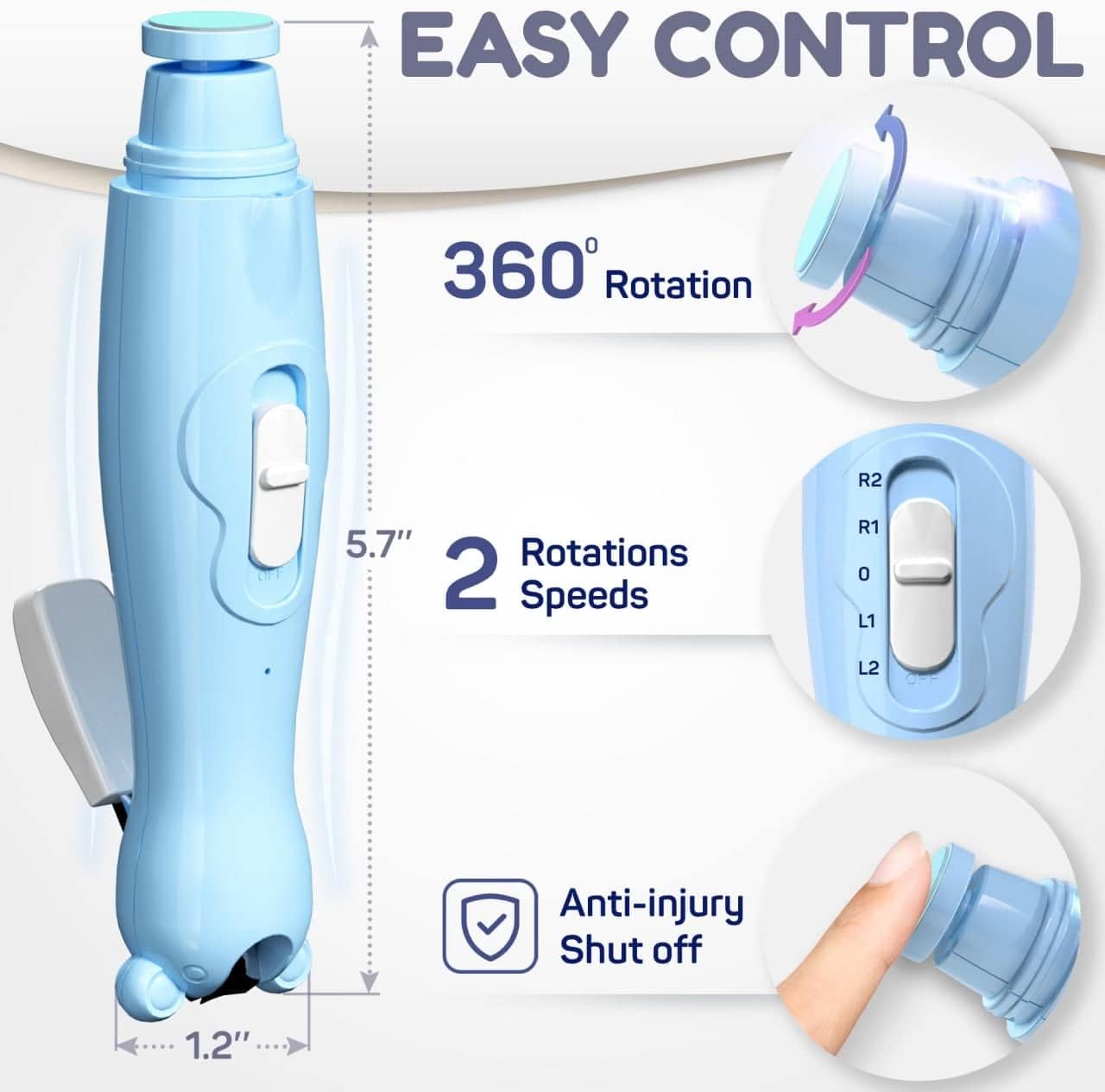 Rechargeable Baby Nail Clippers - Baby Nail Trimmer Electric w/Led Light for Newborn, Infant, Toddler, Kids - Baby Manicure Fingernail Care Set w/Scissors - Baby Essentials Must Haves Grinder Cutter - Image 4